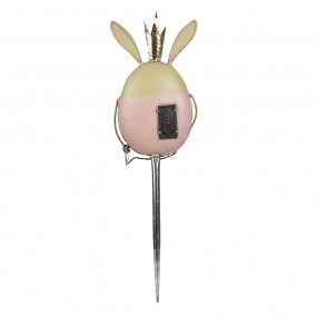 26Y4721 Garden Stake Rabbit 17x8x59 cm Pink Beige Metal Garden Stick