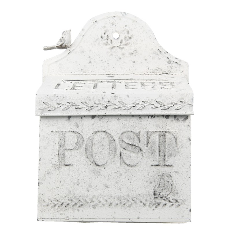 6Y4782 Mailbox 28x12x41 cm White Grey Metal Wall Mailbox