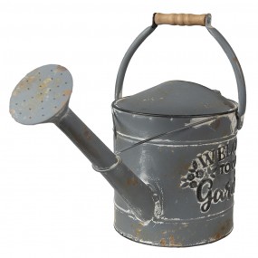 26Y4797 Decorative Watering Can 53x20x24 cm Grey White Metal Flowers Watering Can