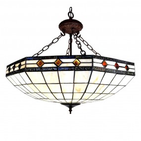 25LL-6127 Lampe de plafond Tiffany Ø 57x125cm Beige Plastique Verre Lampes à suspension