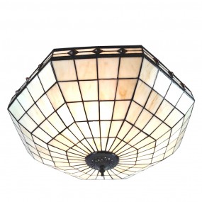 25LL-6127 Lampada da soffitto Tiffany Ø 57x125cm Beige Plastica Vetro Lampada a Sospensione