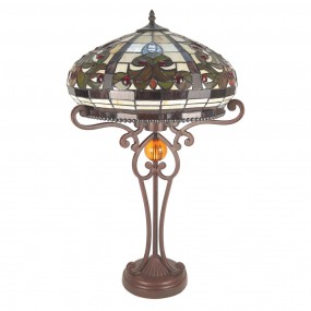 25LL-6142 Table Lamp Tiffany Ø 42x72 cm  Beige Brown Plastic Glass Desk Lamp Tiffany