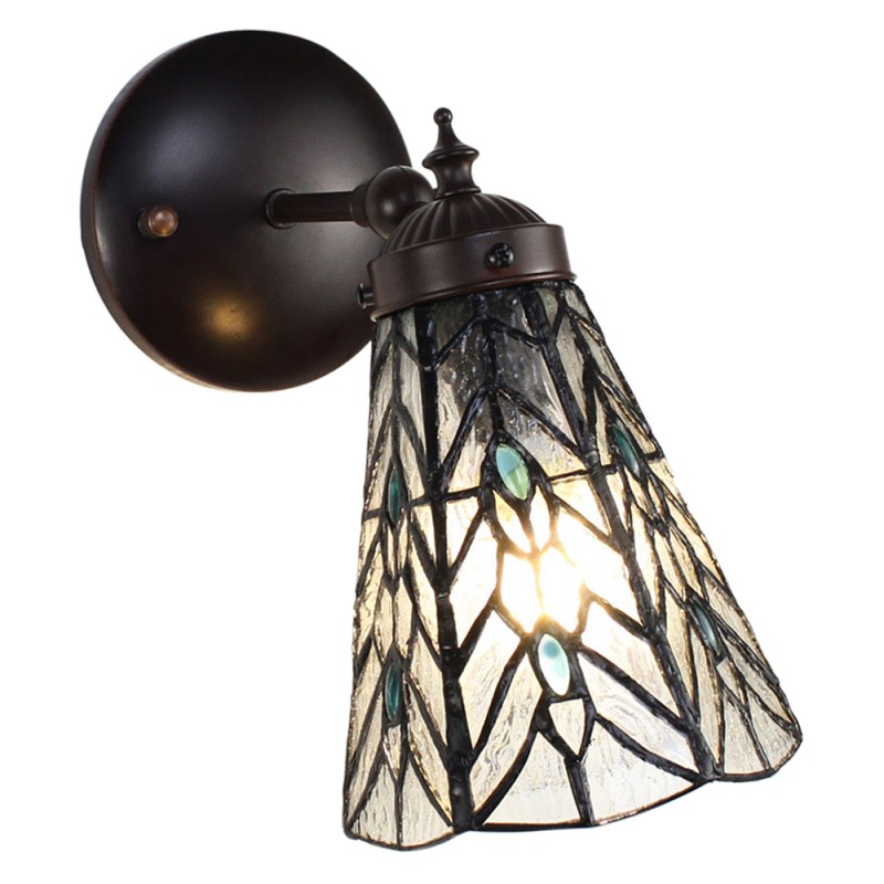5LL-6208 Wandlamp Tiffany  17x12x23 cm  Transparant Glas Metaal Rond Muurlamp
