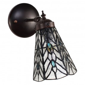 25LL-6208 Wandlamp Tiffany  17x12x23 cm  Transparant Glas Metaal Rond Muurlamp