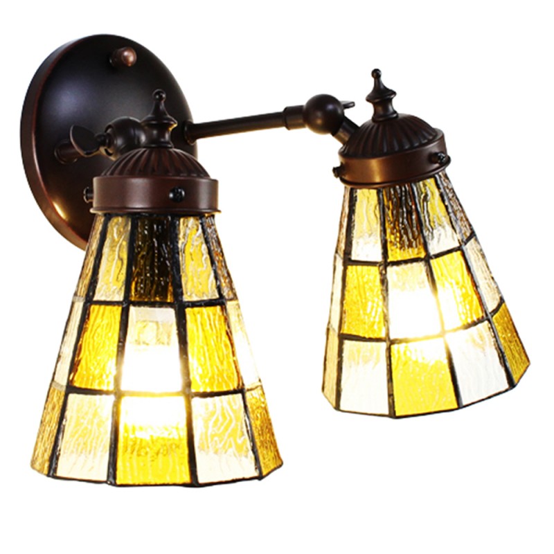 5LL-6216 Wall Light Tiffany 30x23x23 cm Brown Glass Metal Round Wall Lamp