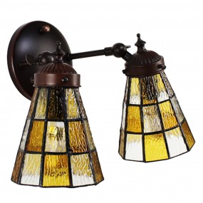 25LL-6216 Applique murale Tiffany 30x23x23 cm Marron Verre Métal Rond Lampe murale