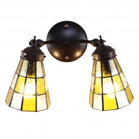 25LL-6216 Wall Light Tiffany 30x23x23 cm Brown Glass Metal Round Wall Lamp