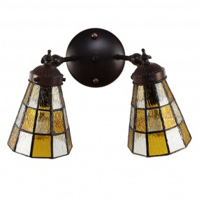 25LL-6216 Applique murale Tiffany 30x23x23 cm Marron Verre Métal Rond Lampe murale