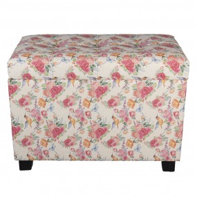 264061LM Pouf 60x36x43 cm Pink Wood Textile Rectangle Ottoman