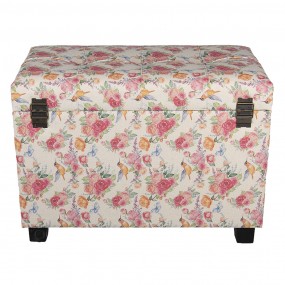 264061LM Pouf 60x36x43 cm Rosa Legno Tessuto Rettangolo Sgabello