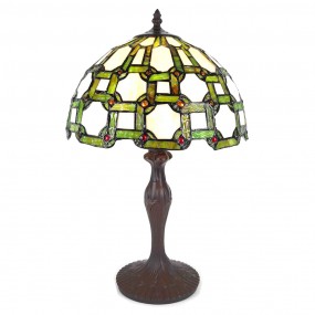 25LL-6133 Lampada da tavolo Tiffany Ø 30x49 cm  Verde Bianco  Plastica Vetro Lampada da scrivania Tiffany