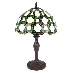 25LL-6133 Lampada da tavolo Tiffany Ø 30x49 cm  Verde Bianco  Plastica Vetro Lampada da scrivania Tiffany
