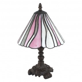 25LL-6193 Lampada da tavolo Tiffany Ø 20x34 cm  Rosa Beige Vetro Plastica Lampada da scrivania Tiffany