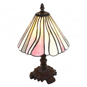 25LL-6193 Lampe de table Tiffany Ø 20x34 cm  Rose Beige Verre Plastique Lampe de bureau Tiffany