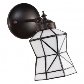 25LL-6204 Wandlamp Tiffany  17x12x23 cm  Wit Bruin Glas Metaal  Muurlamp