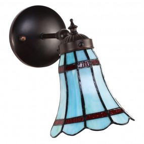 25LL-6206 Wandlamp Tiffany  17x12x23 cm  Blauw Rood Glas Metaal Rond Muurlamp