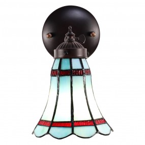 25LL-6206 Wandlamp Tiffany  17x12x23 cm  Blauw Rood Glas Metaal Rond Muurlamp