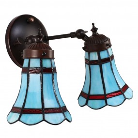 25LL-6213 Wandleuchte Tiffany 30x23x23 cm Blau Rot Glas Metall Wandlampe