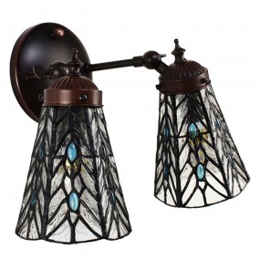 25LL-6215 Wandleuchte Tiffany 30x23x23 cm  Transparant Glas Metall Rund Wandlampe