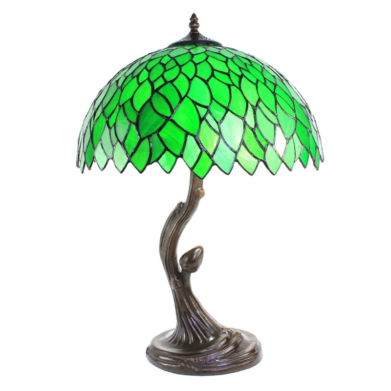5LL-6224 Lampada da tavolo Tiffany Ø 41x57 cm  Verde Vetro Lampada da scrivania Tiffany