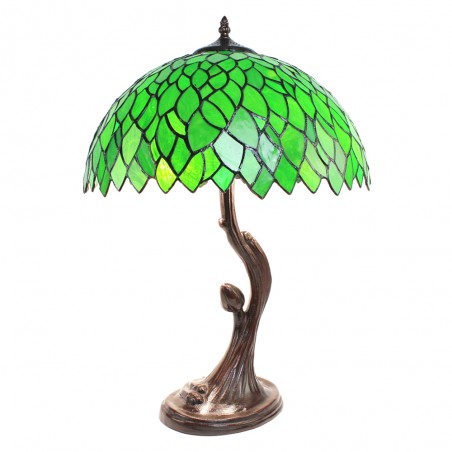 5LL-9348 Lampe de table Tiffany Sapin de Noël 17x17x23 cm Vert Verre Lampe  de bureau Tiffany