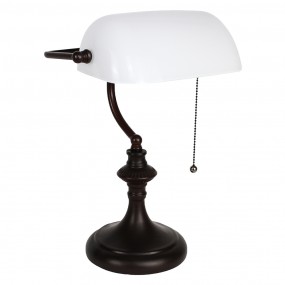 25LL-5683 Lampada da tavolo 26x16x38 cm Bianco Metallo Vetro Lampada da scrivania