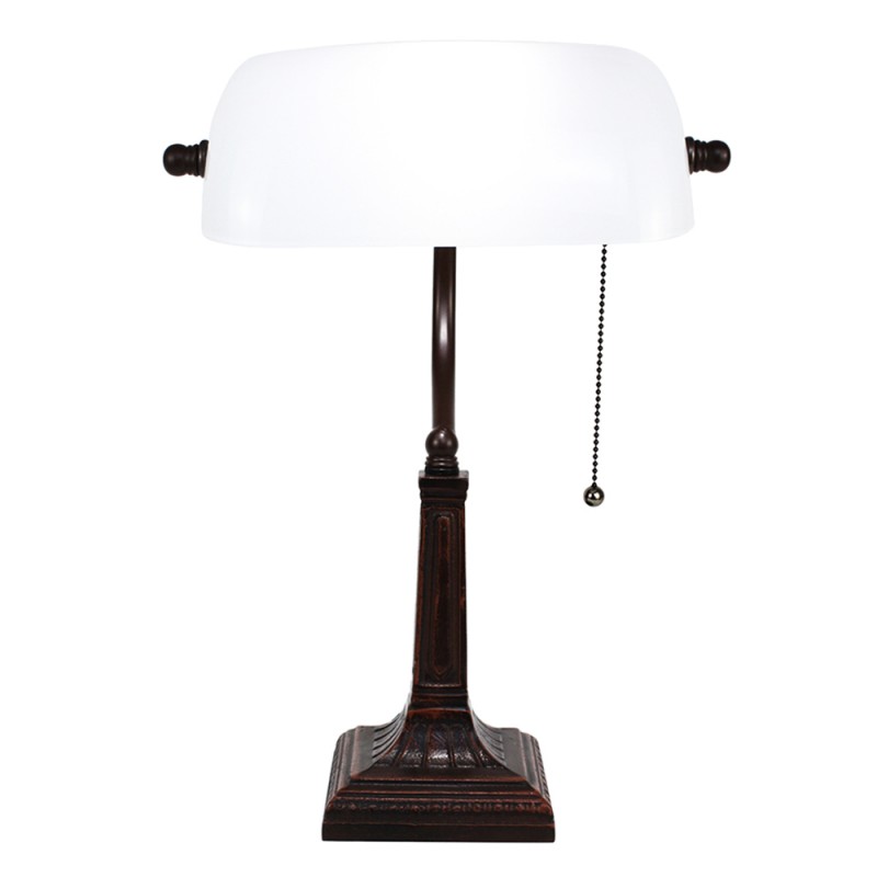 5LL-5686 Table Lamp 26x23x42 cm White Metal Glass Desk Lamp