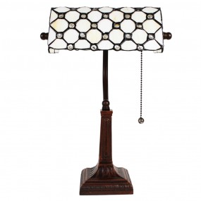 25LL-5687 Lampada da tavolo Tiffany 26x23x42 cm Bianco Metallo Vetro Lampada da scrivania Tiffany