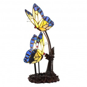 25LL-6229 Table Lamp Tiffany 24x17x47 cm  Blue Yellow Glass Plastic Butterflies Desk Lamp Tiffany