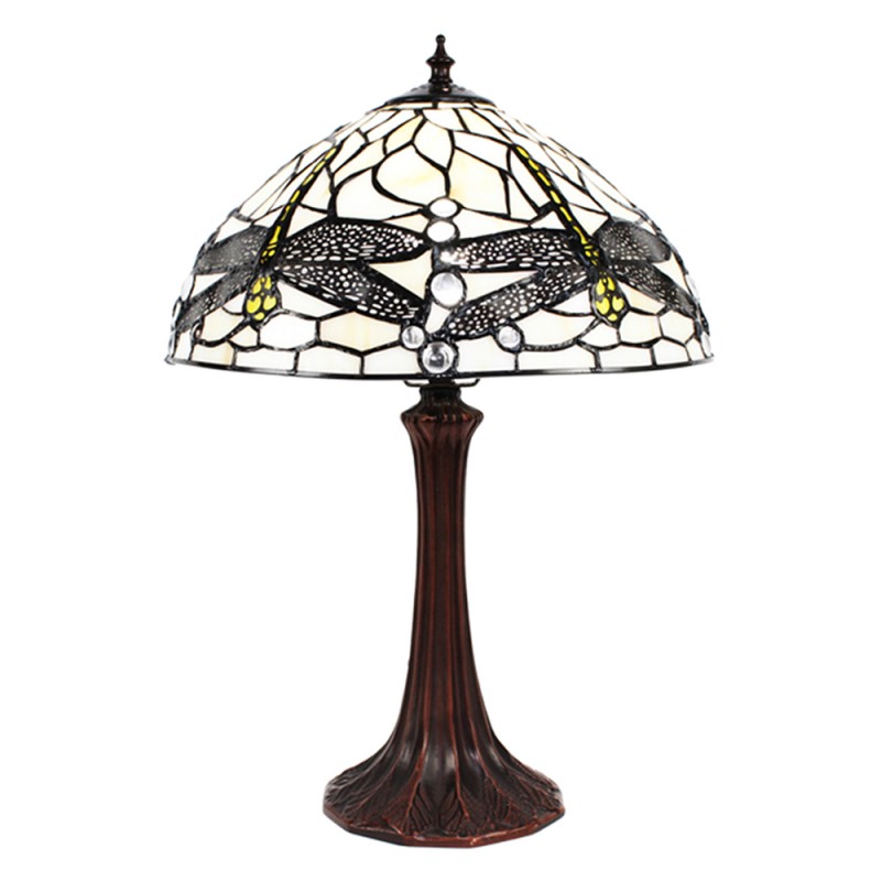 5LL-9335W Table Lamp Tiffany Ø 31x43 cm  White Metal Glass Dragonfly Desk Lamp Tiffany
