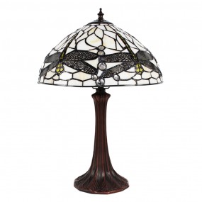 25LL-9335W Table Lamp Tiffany Ø 31x43 cm  White Metal Glass Dragonfly Desk Lamp Tiffany