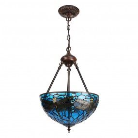 25LL-9336BL Pendant Lamp Tiffany Ø 31x155 cm  Blue Green Metal Glass Dragonfly Dining Table Lamp
