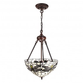 25LL-9336W Pendant Lamp Tiffany Ø 31x126 cm  White Metal Glass Dragonfly Dining Table Lamp