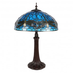 25LL-9337BL Lampada da tavolo Tiffany Ø 41x57 cm  Blu Metallo Vetro Libellula Lampada da scrivania Tiffany