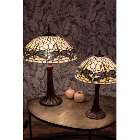 25LL-9337W Table Lamp Tiffany Ø 41x59 cm  White Black Metal Glass Dragonfly Desk Lamp Tiffany