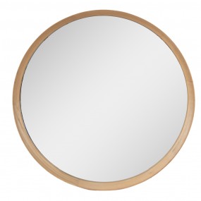 252S253 Mirror Ø 80 cm Brown Wood Round Large Mirror