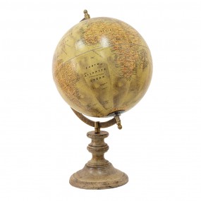 264931 Wereldbol  22x35 cm Beige Roze Hout Ijzer Globe