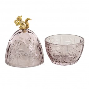 26GL3444P Glass Jar Ø 10x18 cm Pink Glass Squirrel Oval Jar