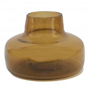 26GL3452 Vase Ø 15x10 cm Marron Verre Rond Vase en verre
