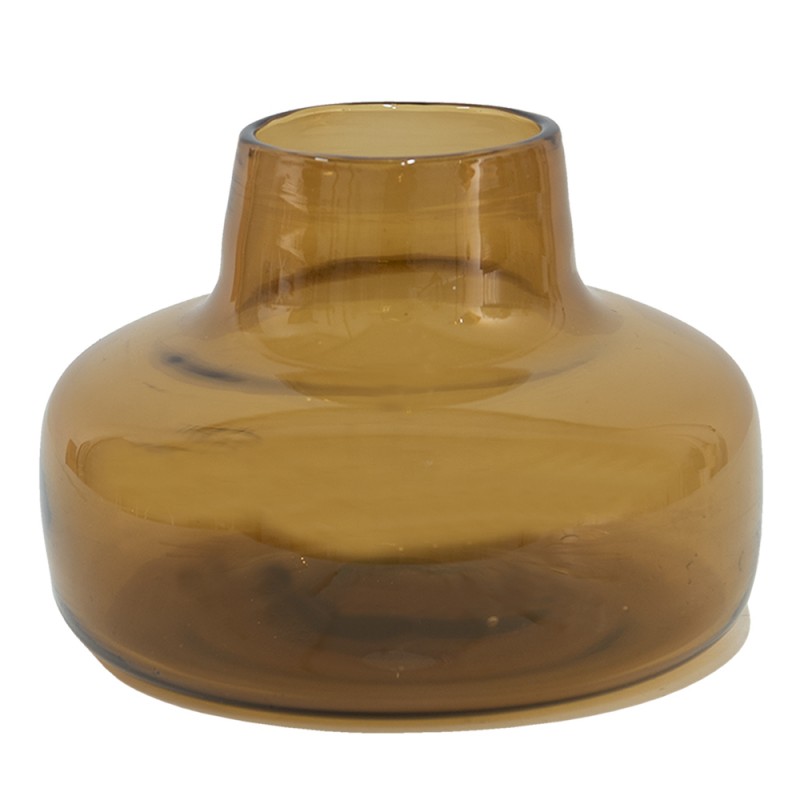 6GL3452 Vase Ø 15x10 cm Marron Verre Rond Vase en verre