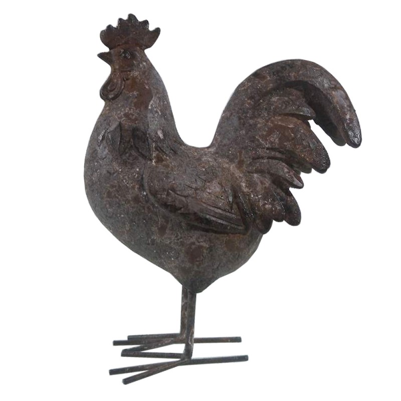 6PR2610 Figurine Rooster 19x9x24 cm Grey Brown Polyresin Home Accessories