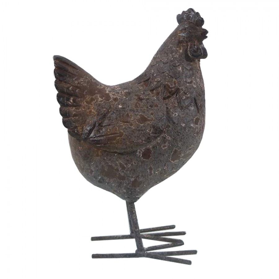 6PR2611 Figur Huhn 13x9x20 Cm Grau Polyresin Wohnaccessoires