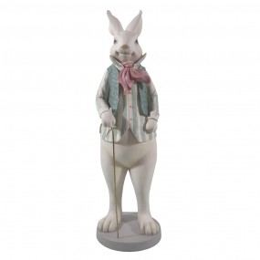 26PR3143 Figurine Rabbit 17x15x53 cm White Green Polyresin Home Accessories
