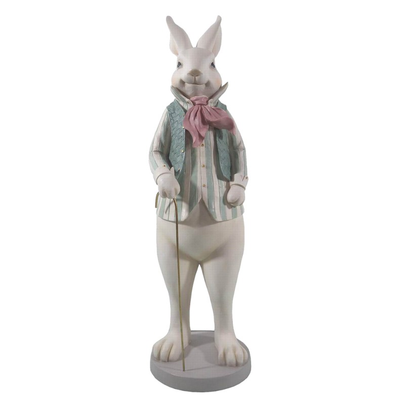 6PR3143 Figurine Rabbit 17x15x53 cm White Green Polyresin Home Accessories