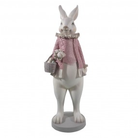 26PR3144 Figurine Rabbit 17x15x53 cm White Pink Polyresin Home Accessories