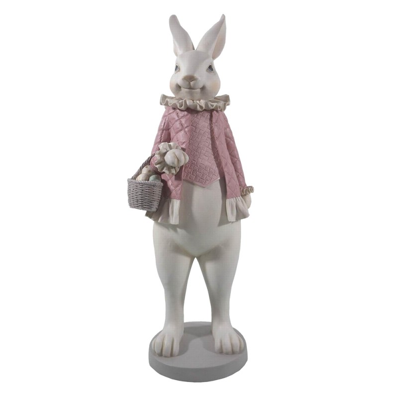6PR3144 Figurine Rabbit 17x15x53 cm White Pink Polyresin Home Accessories