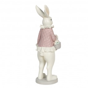 26PR3144 Figurine Rabbit 17x15x53 cm White Pink Polyresin Home Accessories