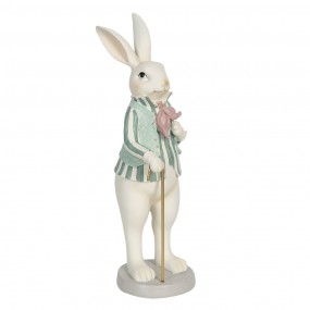 26PR3145 Figurine Rabbit 12x9x31 cm White Green Polyresin Home Accessories