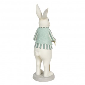 26PR3145 Figurine Rabbit 12x9x31 cm White Green Polyresin Home Accessories