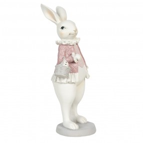 26PR3148 Figurine Rabbit 10x10x25 cm White Pink Polyresin Home Accessories